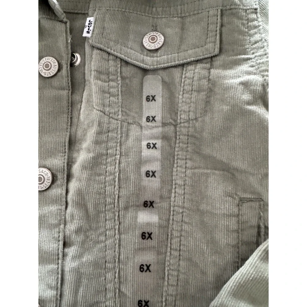 NEW Levis Girls Size 6-7 y Corduroy Trucker Jacket green Sherpa Lined warm cozy
